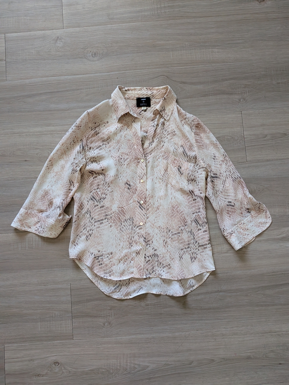 L’AGENCE x Barneys New York Dani Silk Snakeskin Print Button-Down Blouse